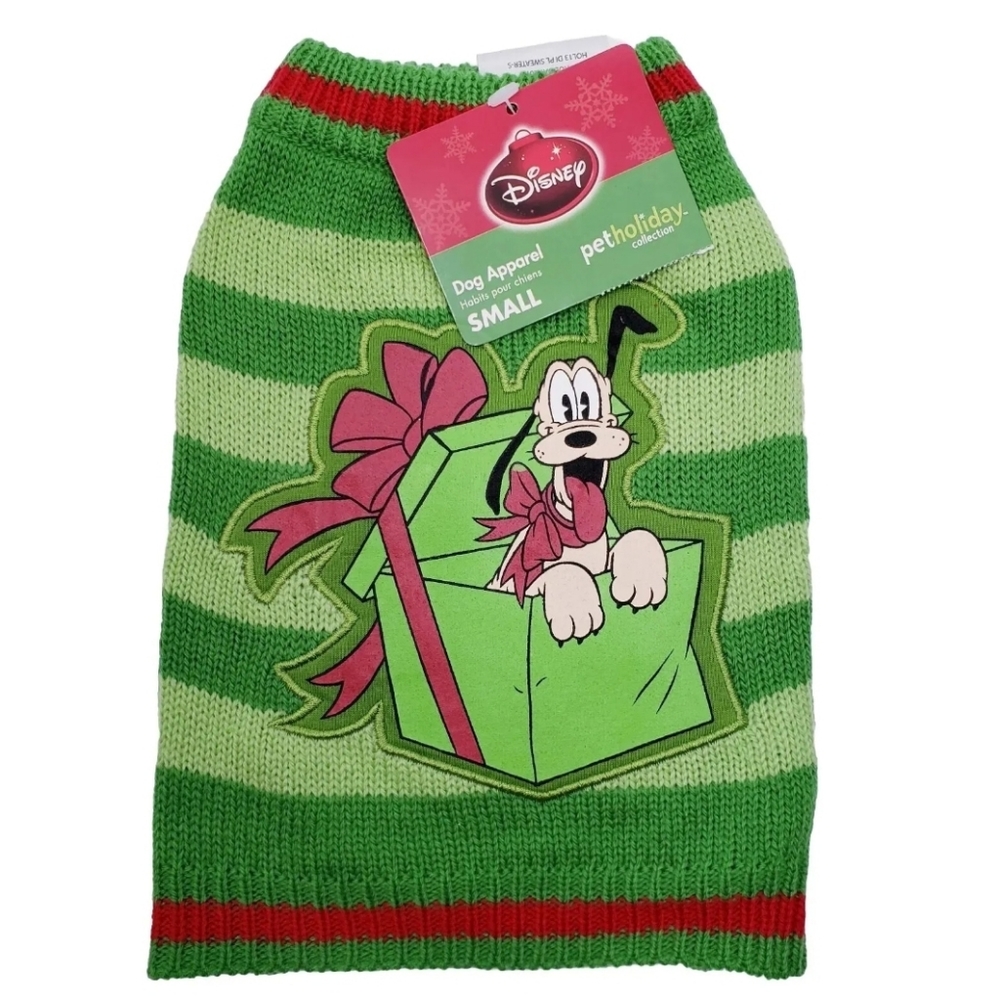 Disney Pets Holiday Apparel Collecti Pluto Stripped Knit Sweater Size Small NWT